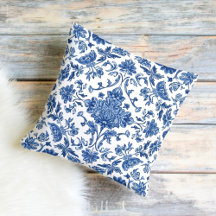 Blaue florale Chinoiserie Wasserfarbe Weiß