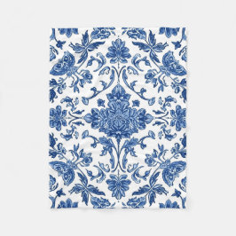 Blaue florale Chinoiserie Weiße Wasserfarbe Fleecedecke