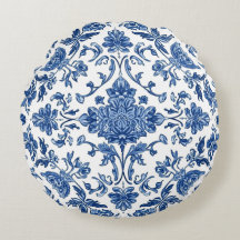 Blaue florale Chinoiserie Weiße Wasserfarbe