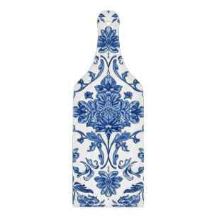 Blaue florale Chinoiserie Weiße Wasserfarbe Schneidebrett