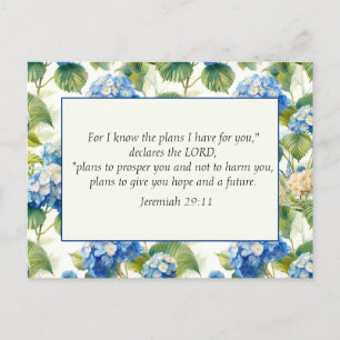 Blaue florale christliche Bibel Gottes Pläne  Postkarte