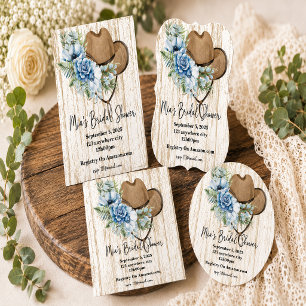Blaue florale Cowgirl-Braut- Einladung zur Hochzei