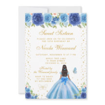 Blaue Florale Dark Skin Prinzessin Sweet Sixteen