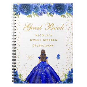Blaue Florale Dunkelhaarige Haar Prinzessin Sweet  Notizblock
