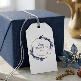 Blaue Florale Eid Mubarak Geschenkkarte Elegant Is Geschenkanhänger