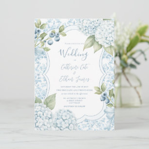 Blaue Florale Elegante Blaue Hortensien-Hochzeit Einladung