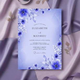 Blaue Florale Ethereal Hochzeit Einladung