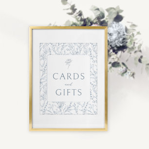 Blaue florale französische Hochzeitkarten Geschenk Poster