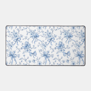 Blaue florale französische Toile  Schreibtischunterlage