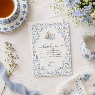 Blaue Florale Grandmacore-Teeparty-Dankeschön Dankeskarte