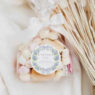 Blaue Florale Hochzeits-Teeparty Runder Aufkleber