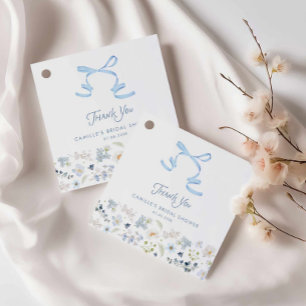 Blaue florale Hochzeitsbrunch-Dankeschön-Anhänger Geschenkanhänger