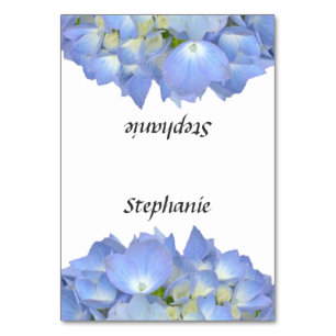 Blaue Florale Hortensien Namensvorlagen Platzkarte Tischnummer