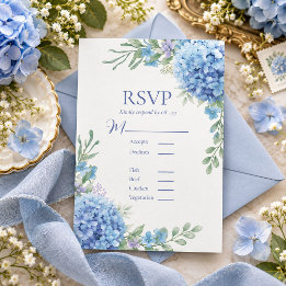 Blaue Florale Hortensien-RSVP-Karte RSVP Karte