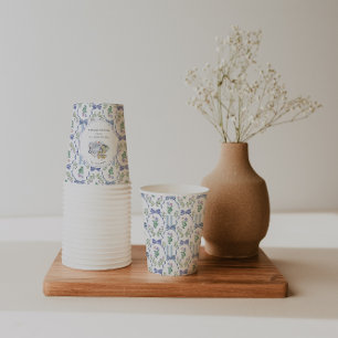 Blaue Florale Kokette-Teeparty-Brautjungfernparty Pappbecher