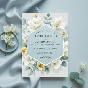 Blaue Florale Kunst Hochzeit Einladung
