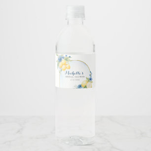 Blaue florale Lemon Main Squeeze Brautparty Wasserflaschenetikett