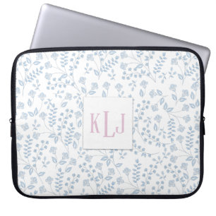 Blaue Florale Neopren-Laptop-Hülle 15 Zoll Laptopschutzhülle