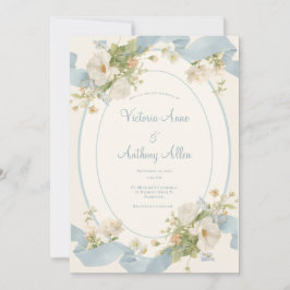 Blaue florale Pfingstrosen Romantische elegante Ho Einladung