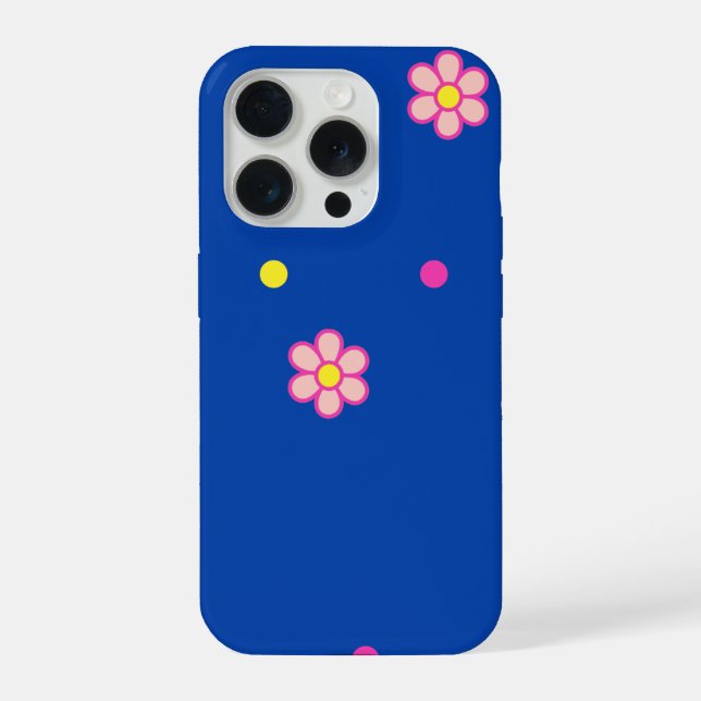 blaue florale Punkte iPhone Hülle (Rückseite)