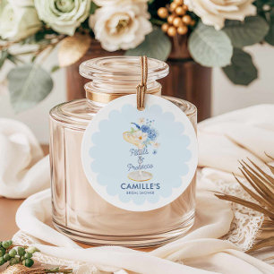 Blaue Florale Sprudelnde Brautparty Geschenkanhänger