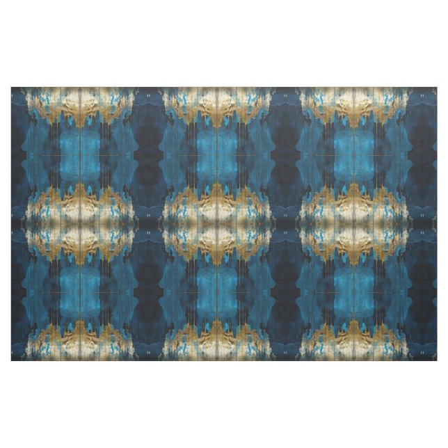 Blaue Florale Stoff Nahtlos Muster Boho Modern (Fat Quarter (45,7 x 55,9 cm))