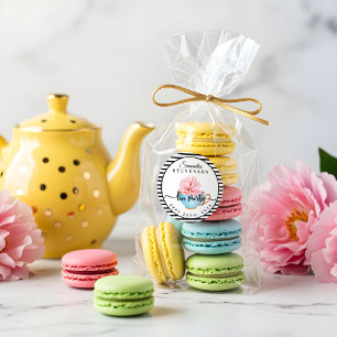 Blaue florale Teeparty-Teetasse gestreifte Babypar Runder Aufkleber