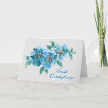 Blaue Florale Trauerkarte Italienisch