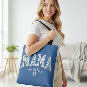 Blaue florale Varsity-Mama-Damenmode