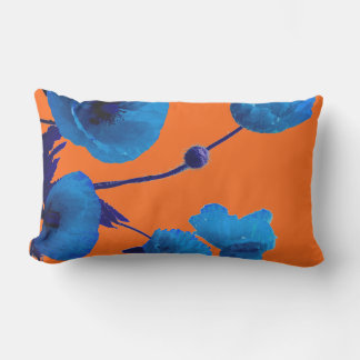 Blaue Florale Wasserfarbe Mohnblumen Sonnenunterga Kissen Für Draußen