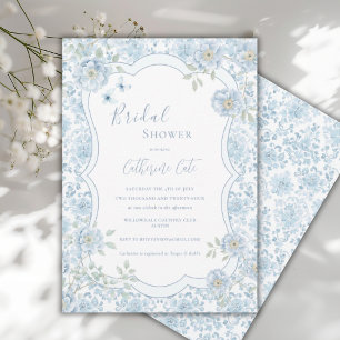 Blaue Florale Whimsische Elegante Brautparty Einladung