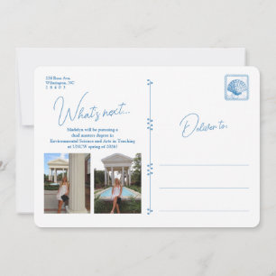 Blaue Floralrahmen Küsten-Abschlussankündigung Einladung