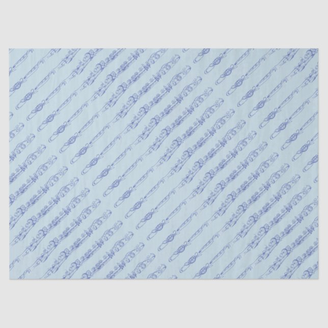 Blaue Flöten-Linie Zeichnen Seidenpapier (Vorderseite)