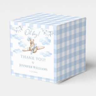 Blaue Flugzeug-Babyshower für Jungen mit Teddybär Geschenkschachtel