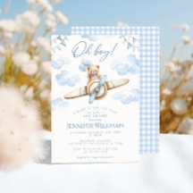 Blaue Flugzeug-Teddybär Oh Junge Baby-Party