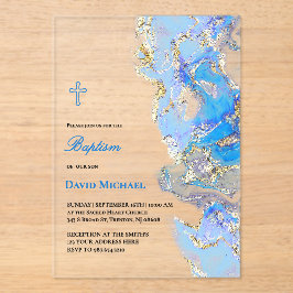 blaue Fluid-Marmor-Taufe Acryl-Einladung Acryleinladungen