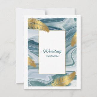 Blaue Flüssig-Marmor-Hochzeitseinladung | Premium  RSVP Karte