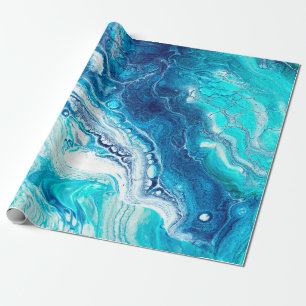 Blaue Flüssig-Marmor-Textur Geschenkpapier