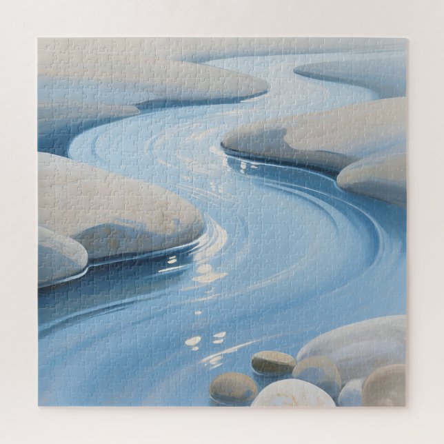 Blaue Flusssteine Puzzle (Vertikal)