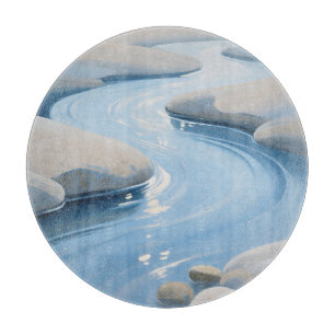Blaue Flusssteine Schneidebrett