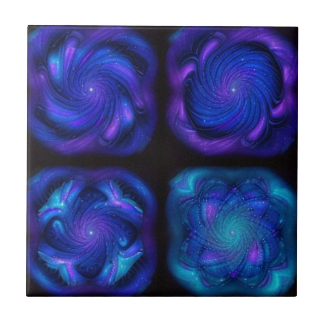 Blaue Flüster des Universums Fliese (Vorderseite)