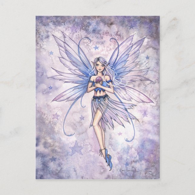 Blaue Flüsterfee Postkarte (Vorderseite)