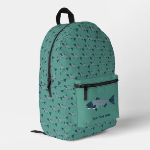 Blaue Folkloretrout/Lachs Bedruckter Rucksack