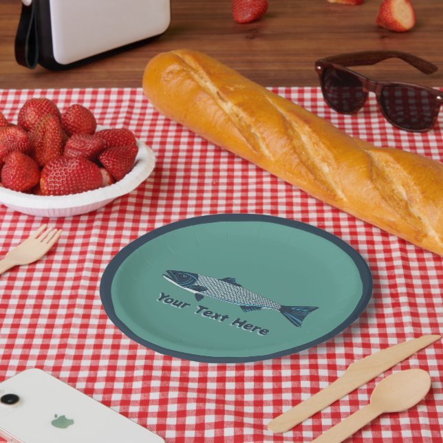 Blaue Folkloretrout/Lachs Pappteller (Picknick)