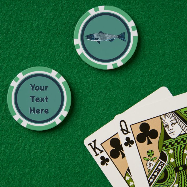 Blaue Folkloretrout/Lachs Pokerchips (Pokertisch (doppelt))