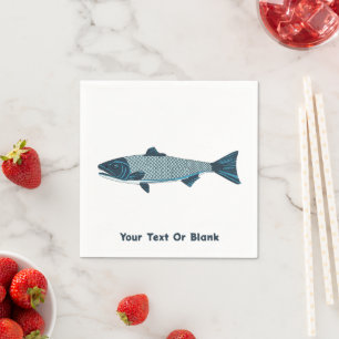 Blaue Folkloretrout/Lachs Serviette