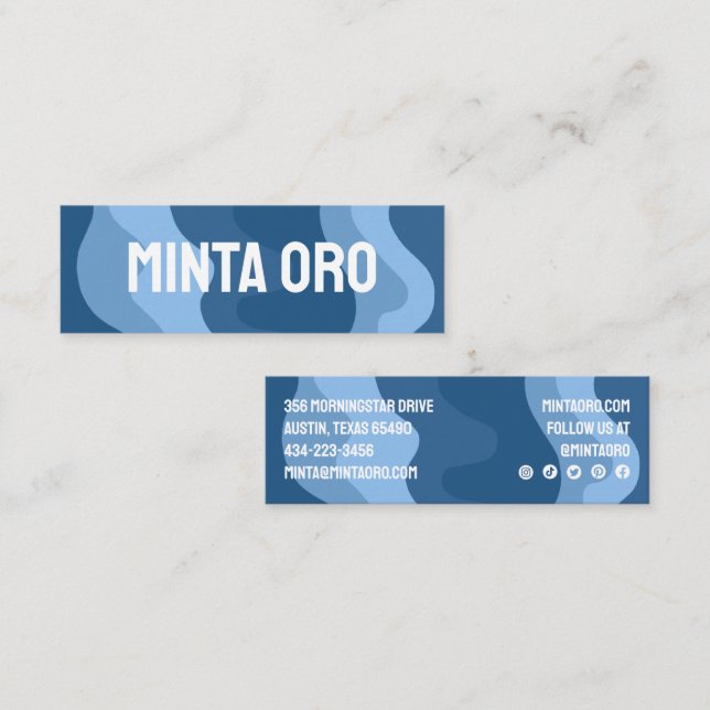 Blaue Formen Handgefertigte Wavy Strips und sozial Mini Visitenkarte (Vorne/Hinten)