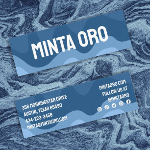 Blaue Formen Handgefertigte Wavy Strips und sozial Mini Visitenkarte