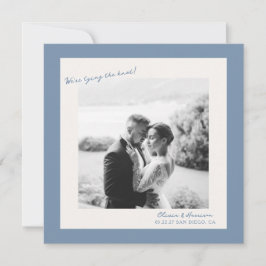 Blaue Foto-Hochzeit - Rettet das Datum Einladung