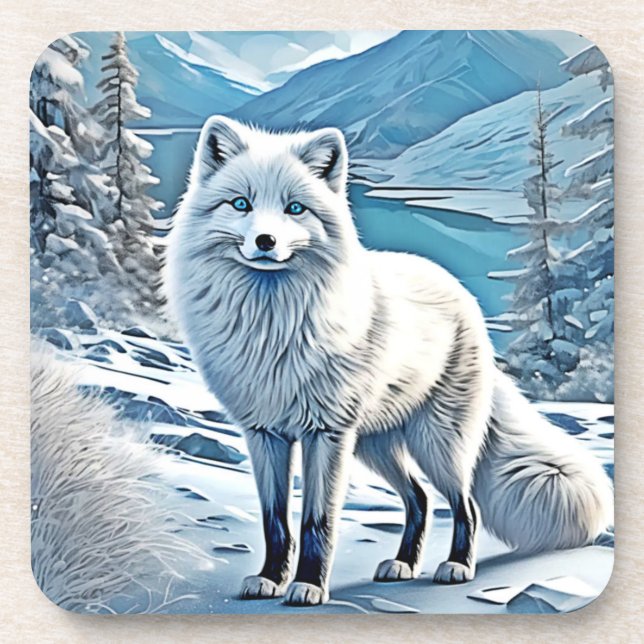 Blaue Foxenscene-Design Getränkeuntersetzer (Vorderseite)